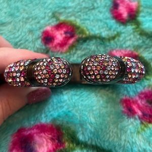 HSN Joan Boyce Hematite Tone "Kissable" Pave Multi Crystal Cuff Bracelet